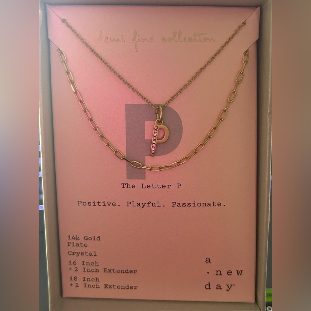 A New Day Women's Necklace 14k Gold Plated Monogram Letter P - Gifts for Her